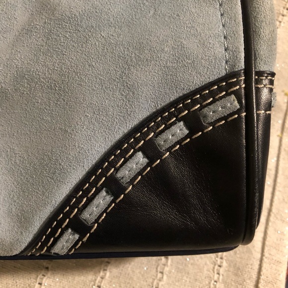 Coach blue suede and leather satchel - Picture 3 of 9